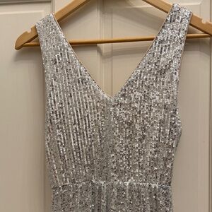 Lulu's Silver Sequin Jumpsuit